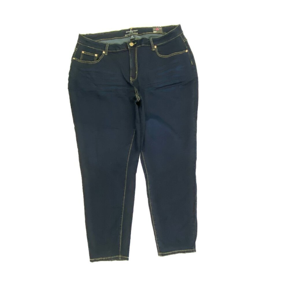 NEW Ashley Stewart Sky High Ankle Women's size‎ 22 Dark Wash Blue Denim jeans